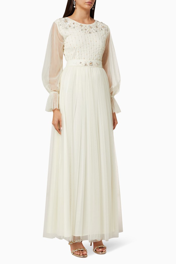 

Embellished Tulle Dress, Neutral