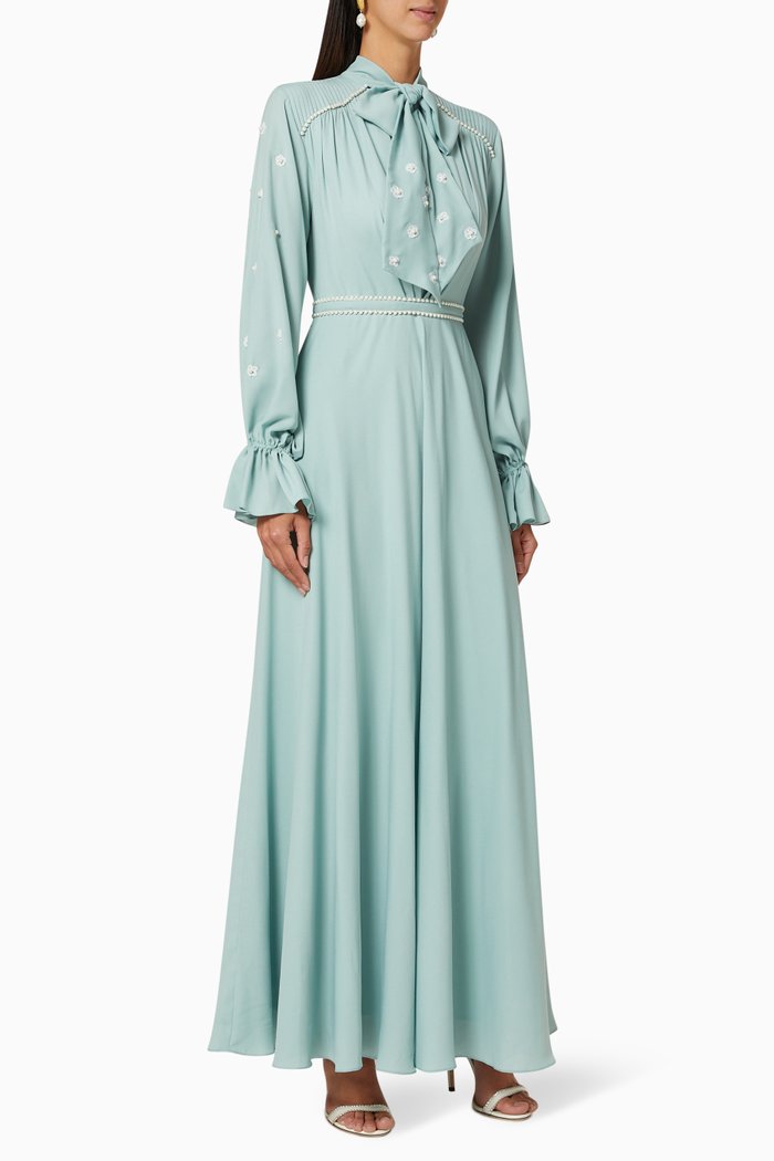 

Embellished Crepe Dress, Green