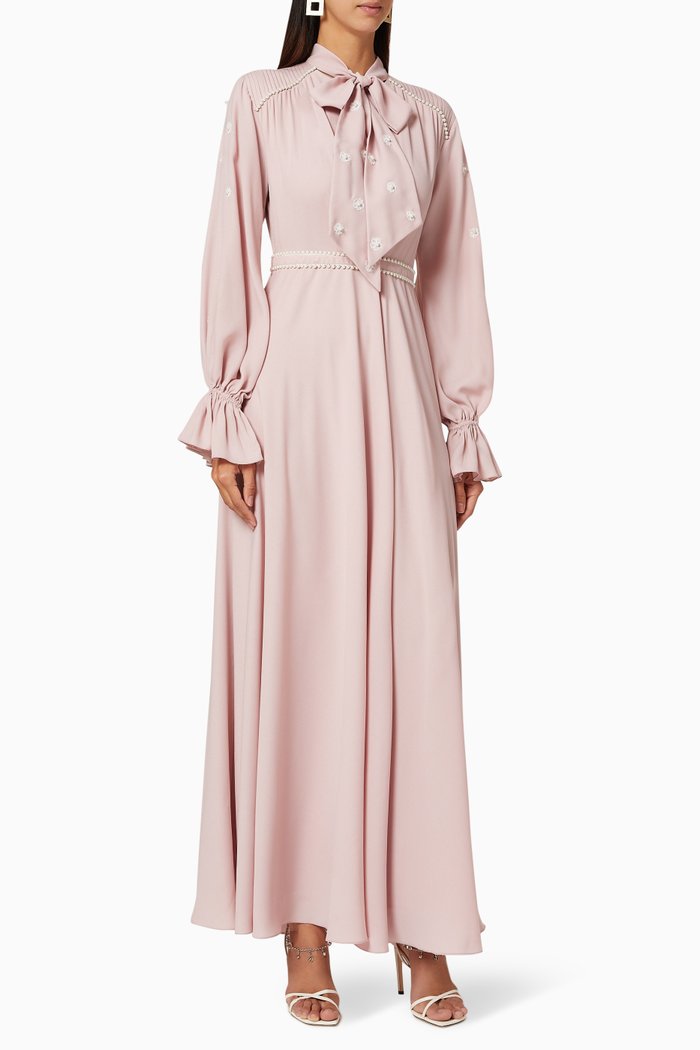 

Embellished Crepe Dress, Purple