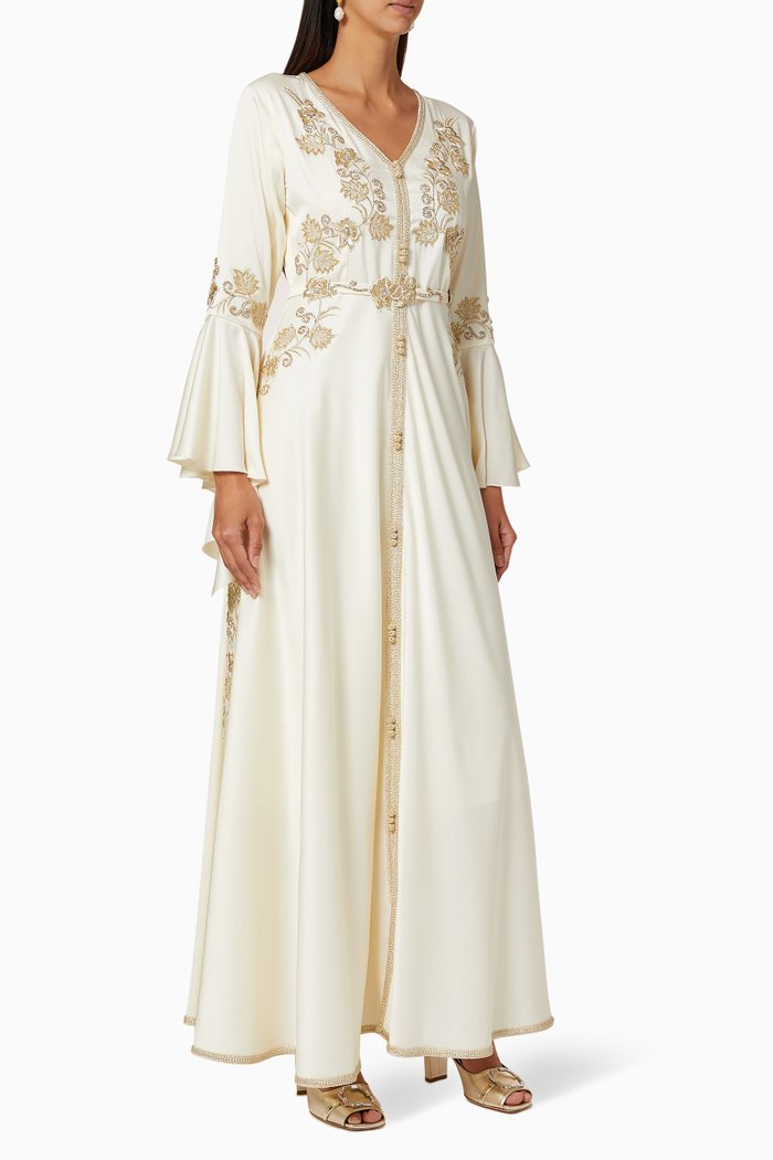 

Moroccan-Style Embellished Dress, Neutral