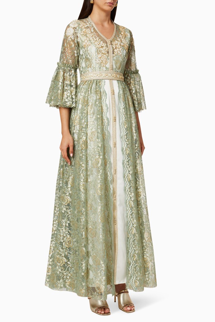 

Moroccan-Style Embellished Dress, Green