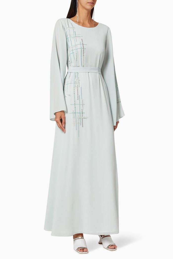 

Embellished Belted Dress, Blue