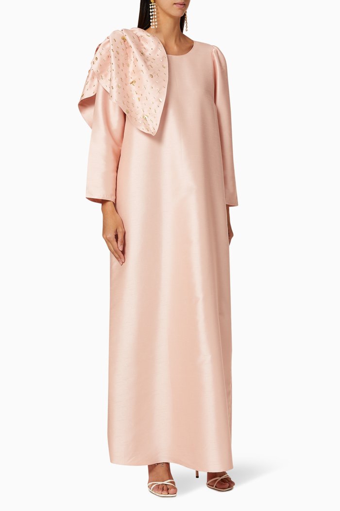 

Embellished Leaf Applique Kaftan, Pink