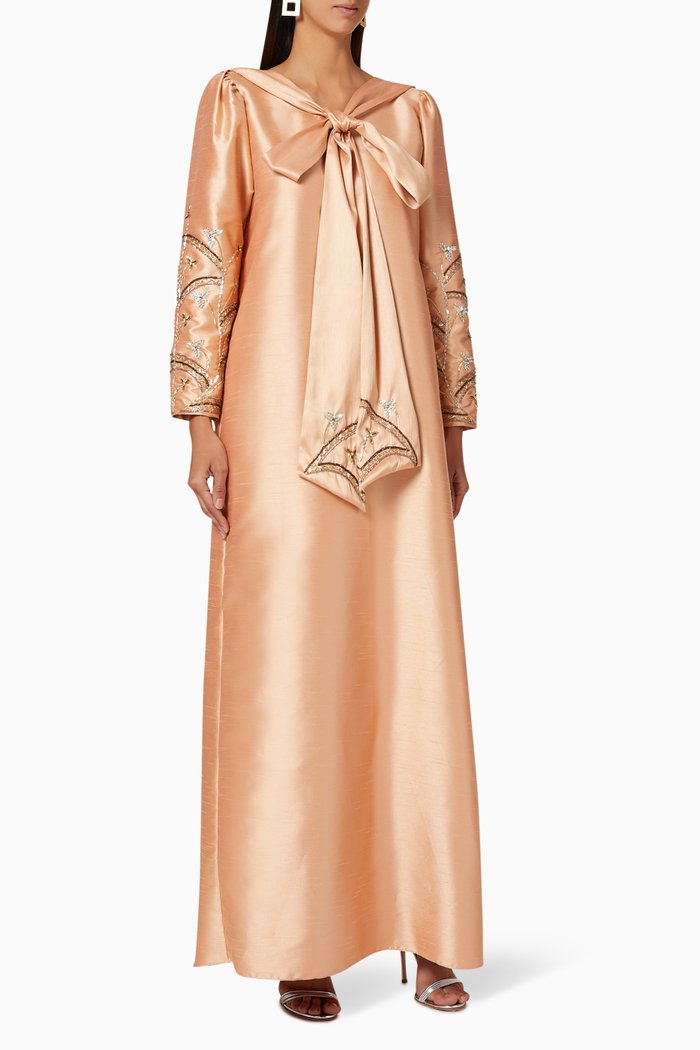 

Embellished Ribbon Kaftan, Orange