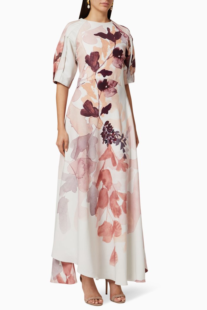 

Asymmetrical Printed Dress, White
