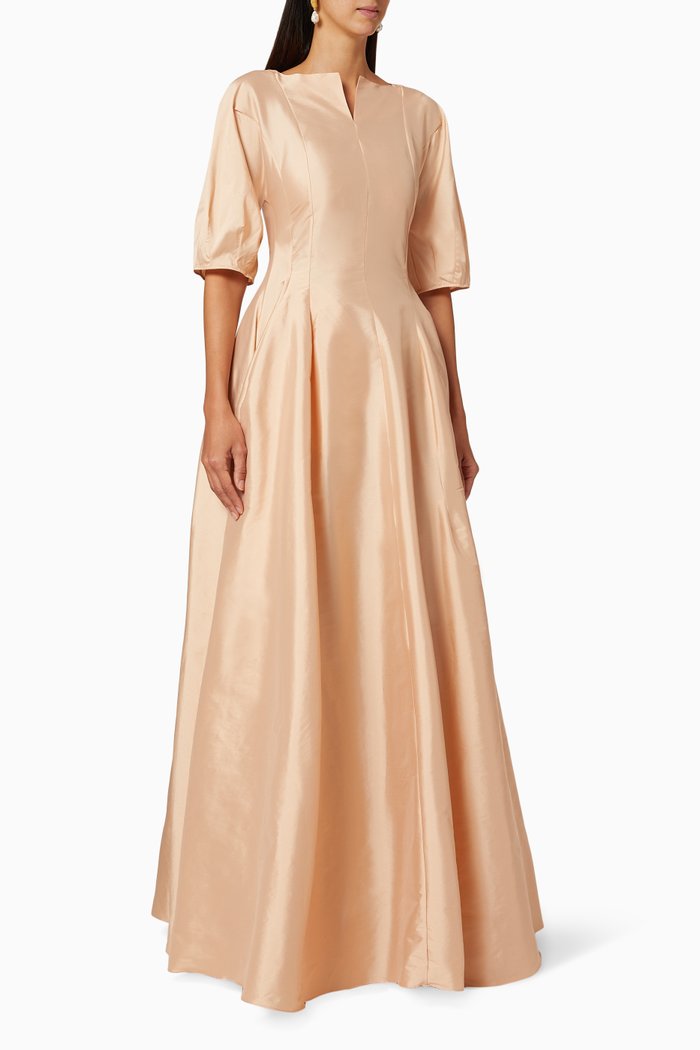 

Taffeta Pleated Gown, Pink