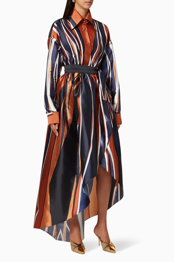 Asymmetrical Shirt Dress, Multicolour