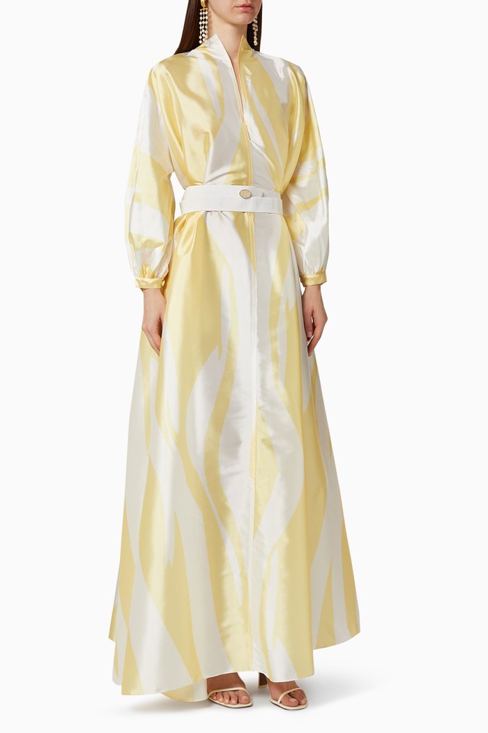 

Printed Satin Dress, Yellow