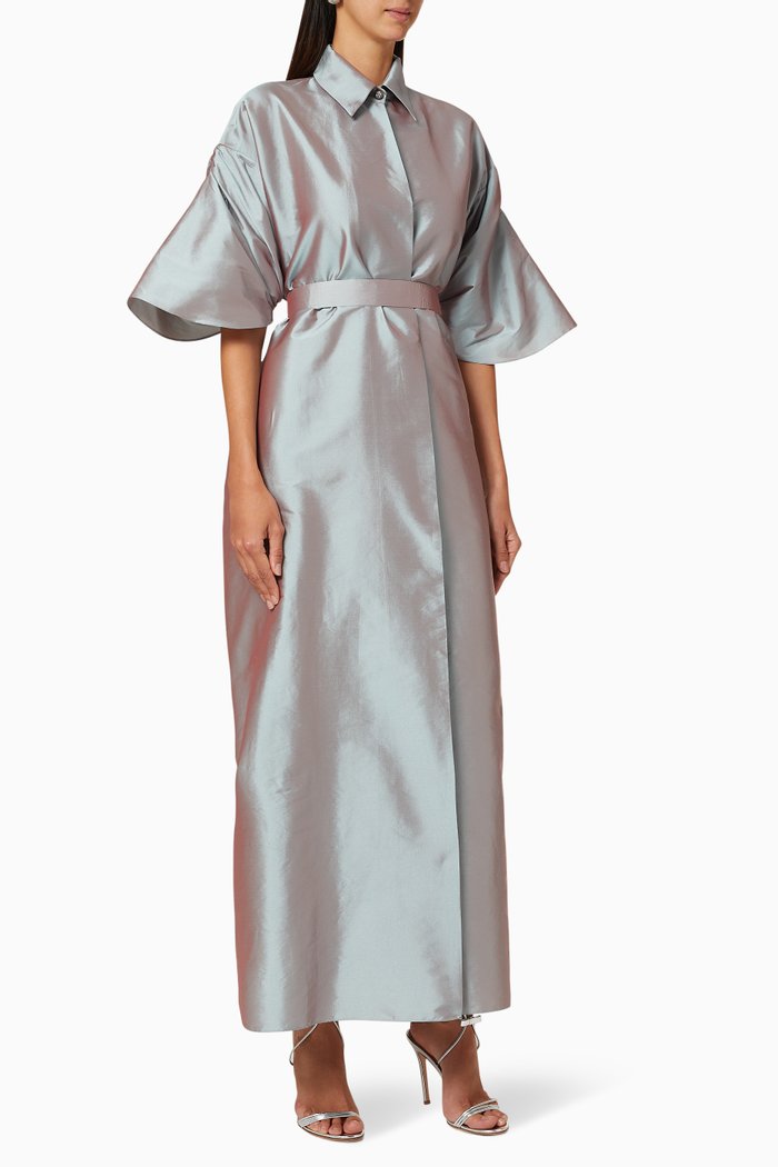 

Belted Shirt Dress, Grey