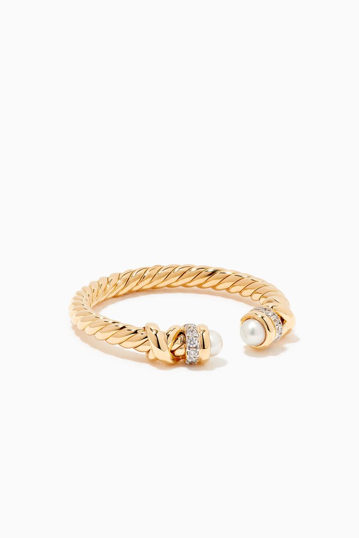 

Petite Helena Diamond Ring with Pearls in 18kt Yellow Gold