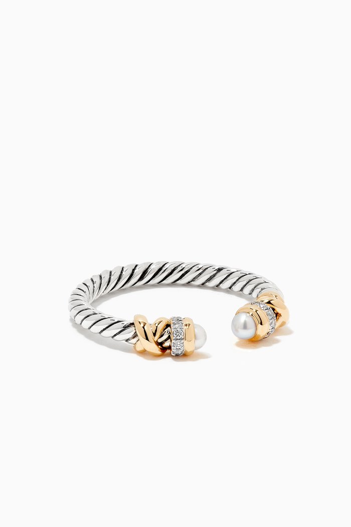 

Petite Helena Diamond Ring with Pearls & 18kt Yellow Gold, Silver