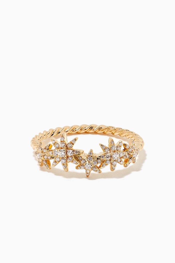

Starburst Cluster Band Ring with Pavé Diamonds 18kt Yellow Gold