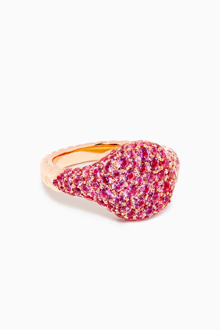 

Mini Chevron Pinky Ring with Pavé Pink Sapphires in 18kt Rose Gold