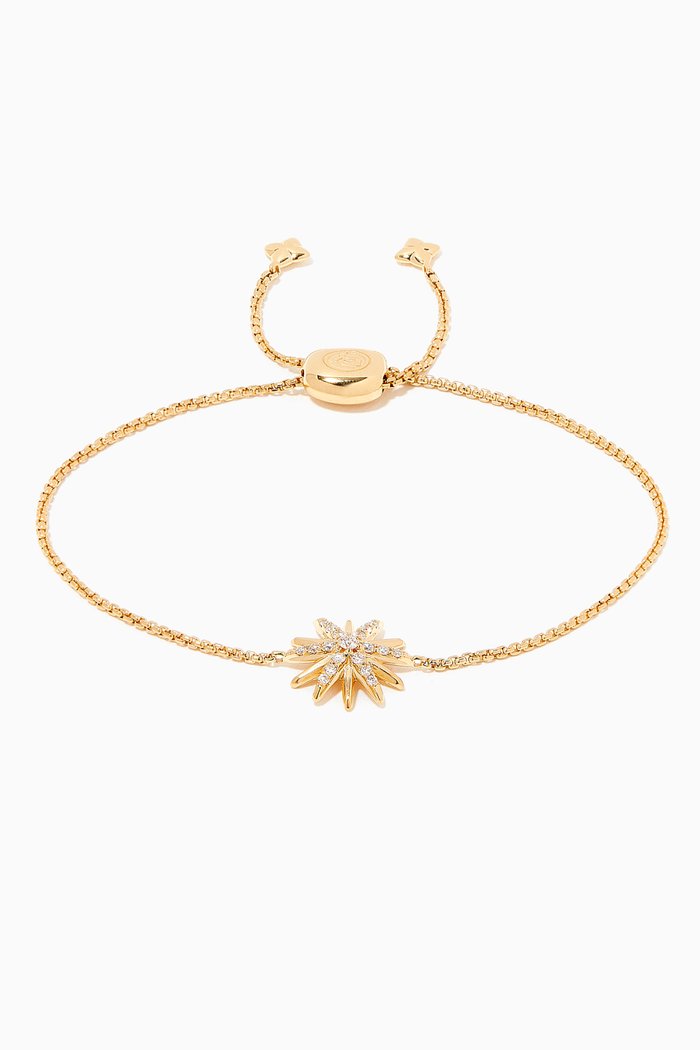 

Starburst Station Chain Bracelet with Pavé Diamonds 18kt Yellow Gold