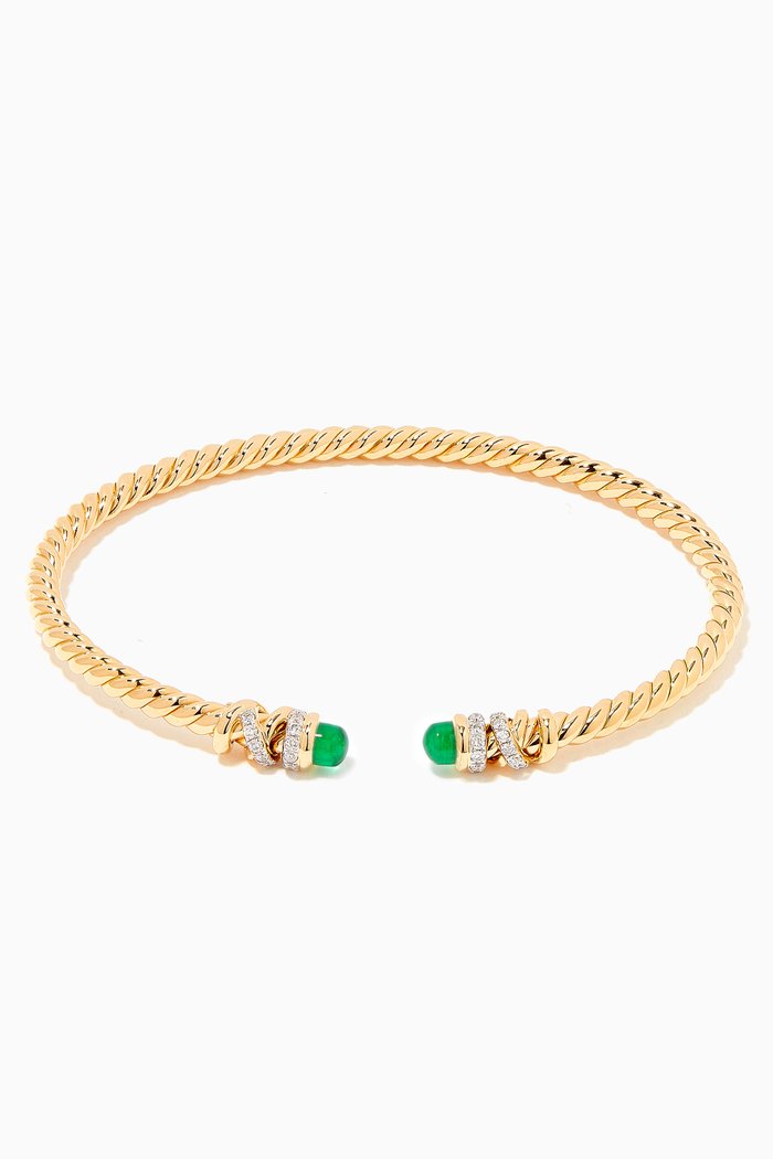 

Petite Helena Diamond Bracelet with Emeralds in 18kt Yellow Gold