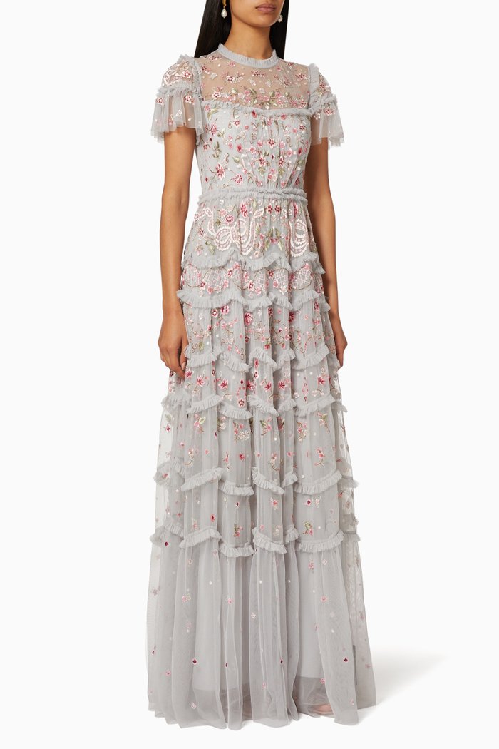 

Elsie Tiered Lace Gown, Blue