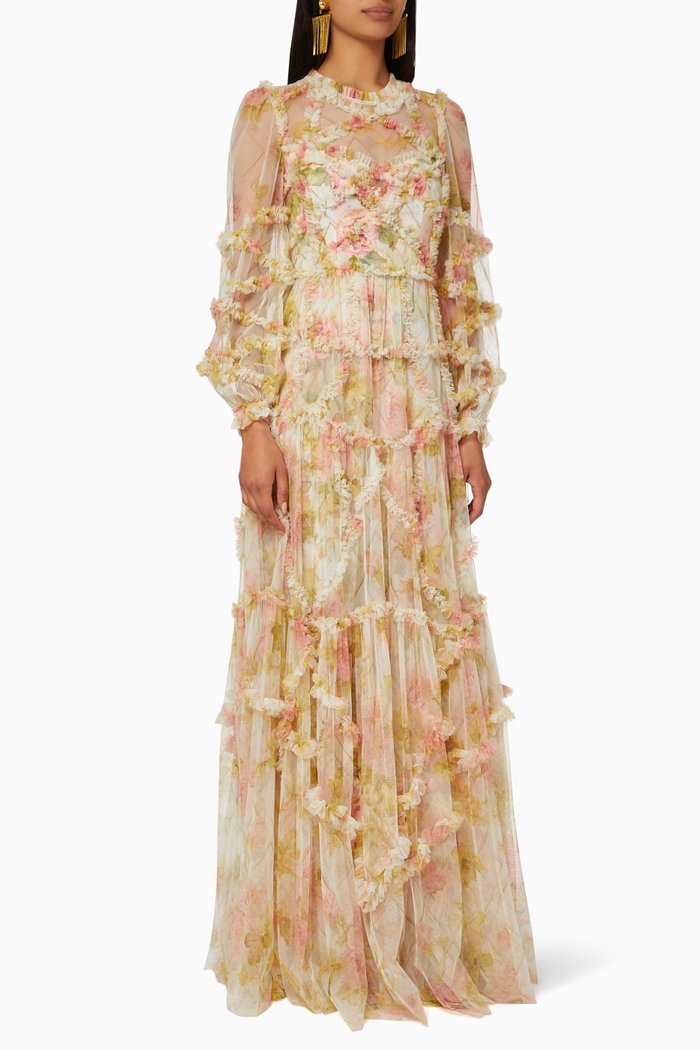 

Harlequin Rose Ruffle Gown, Neutral