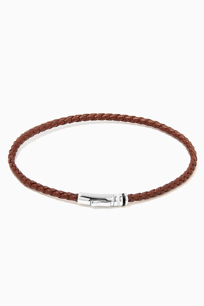

Juno Leather Bracelet in Sterling Silver, Brown