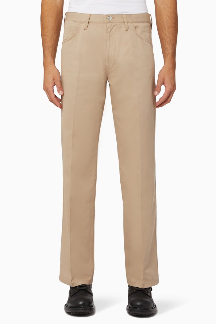 

Logo Embroidered Cotton Twill Pants, Neutral