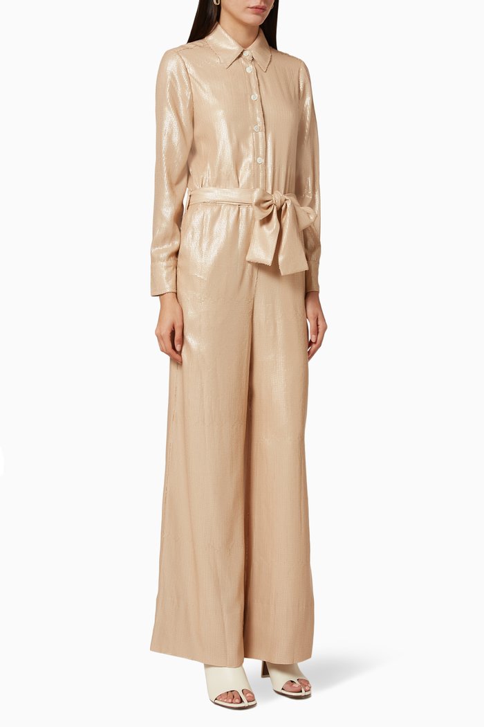 Joni Flat Sequin Jumpsuit, Neutral