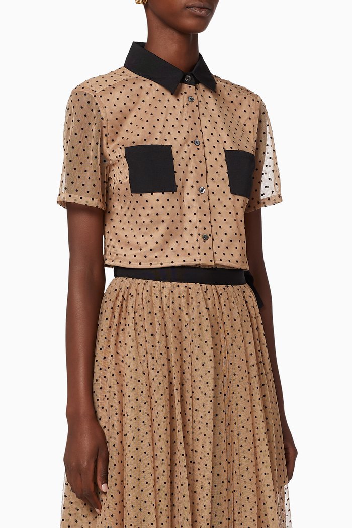 

Hillary Button Down Crop Top, Neutral