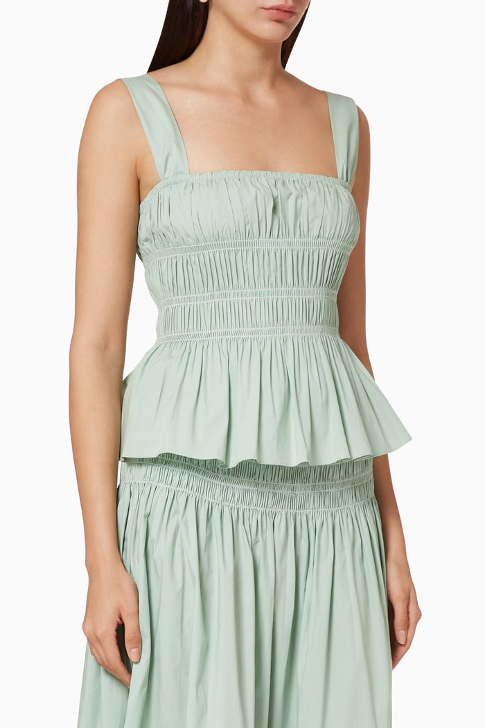 

Ida Cotton Poplin Peplum Top, Green