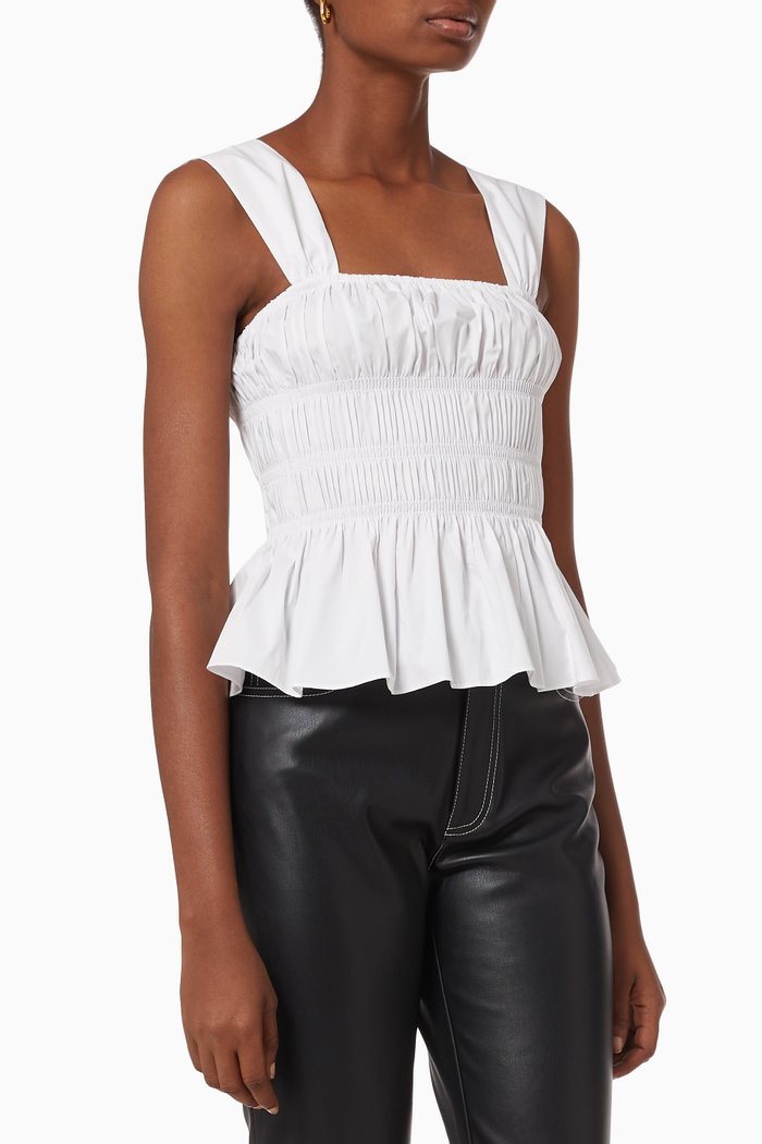 

Ida Cotton Poplin Peplum Top, White