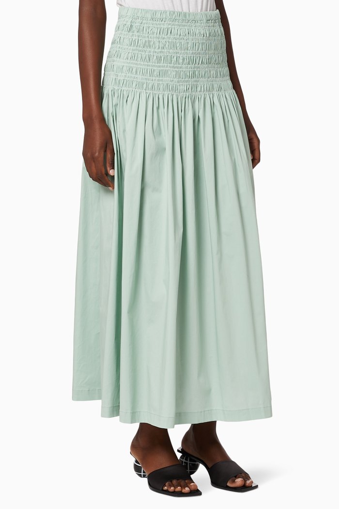 

Sunday Smocked Poplin Maxi Skirt, Green