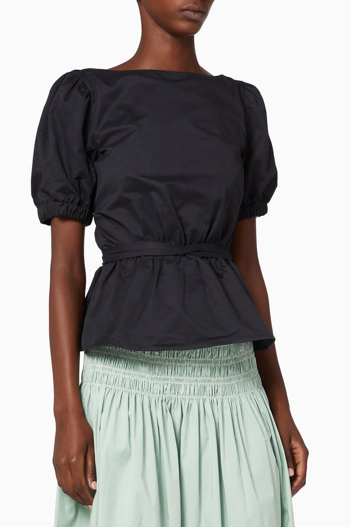 

Marie Cotton Poplin Top, Black