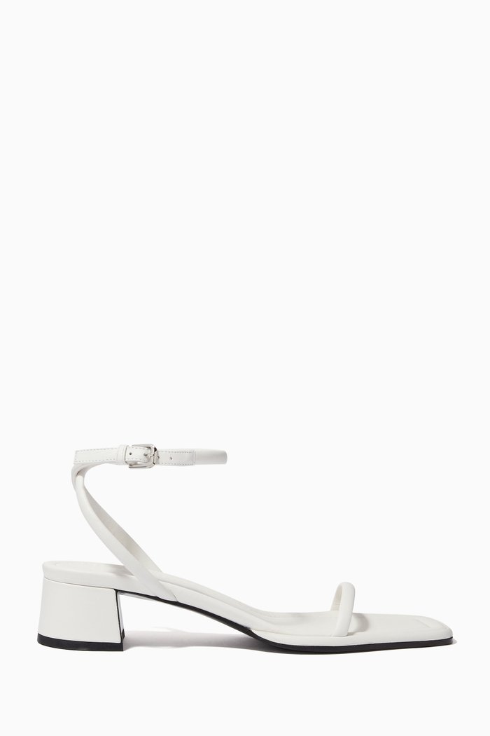 

Kate Square Toe Sandals in Leather, White