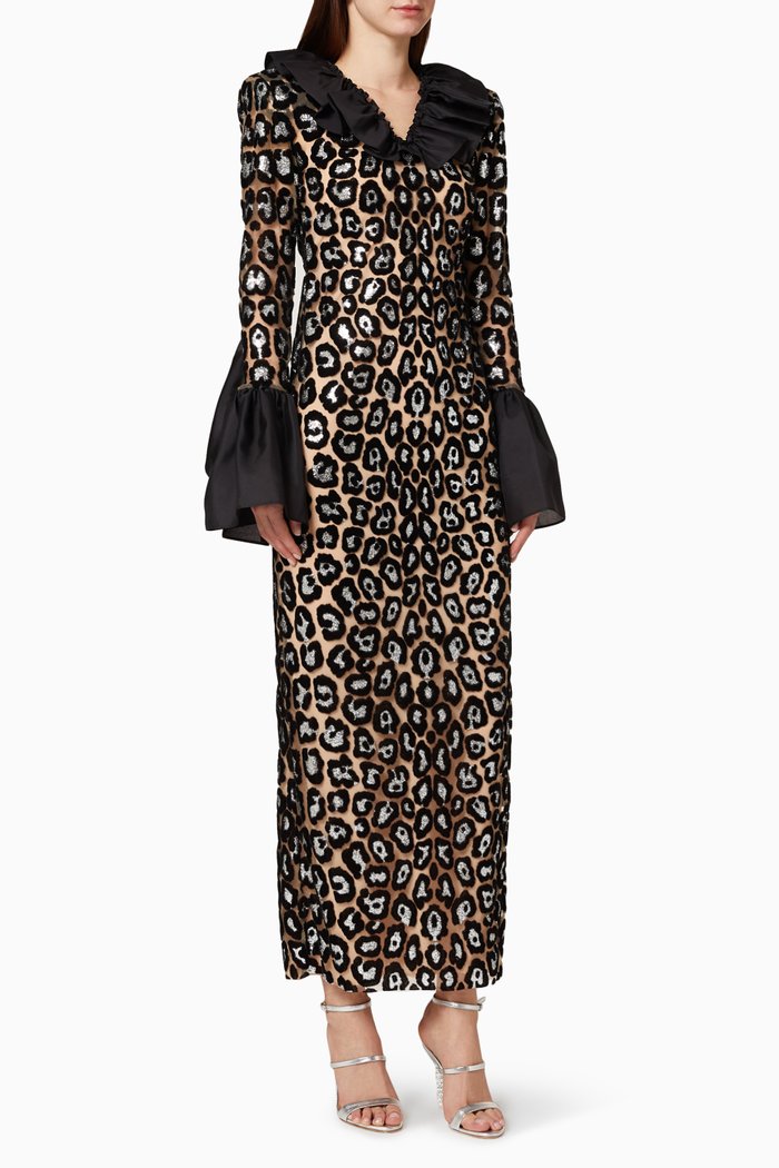 

Leopard Printed Tulle Dress, Black
