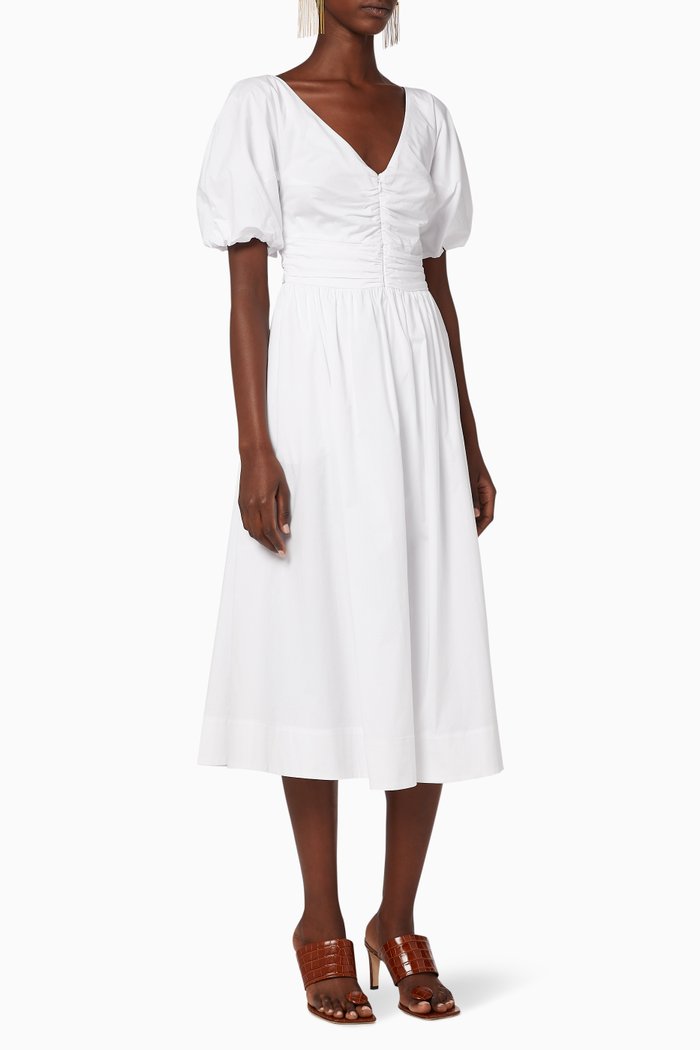 

Greta Cotton Poplin Midi Dress, White