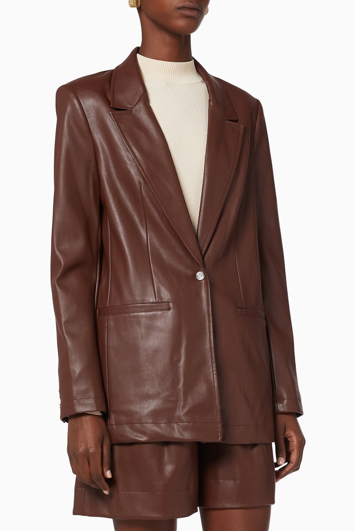 

Vegan Leather Madden Blazer, Brown