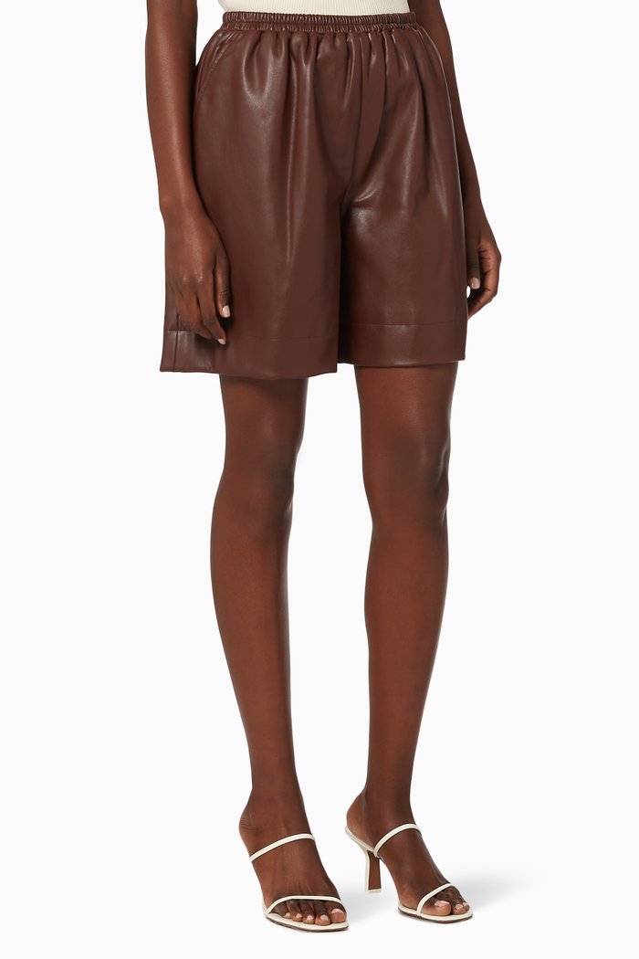 

Clark Bark Leather Shorts, Brown