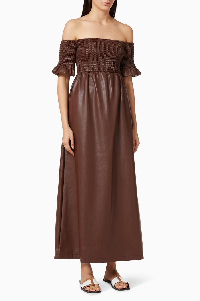 

Mae Faux Leather Dress, Brown