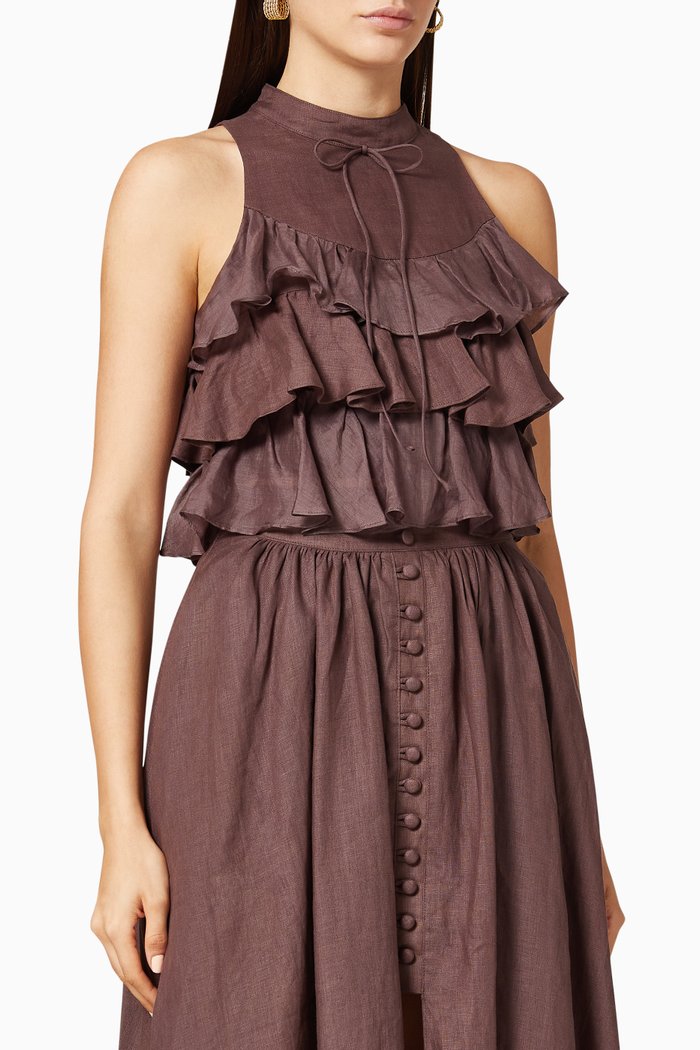 

Sasha Linen Ramie Crop Top, Brown