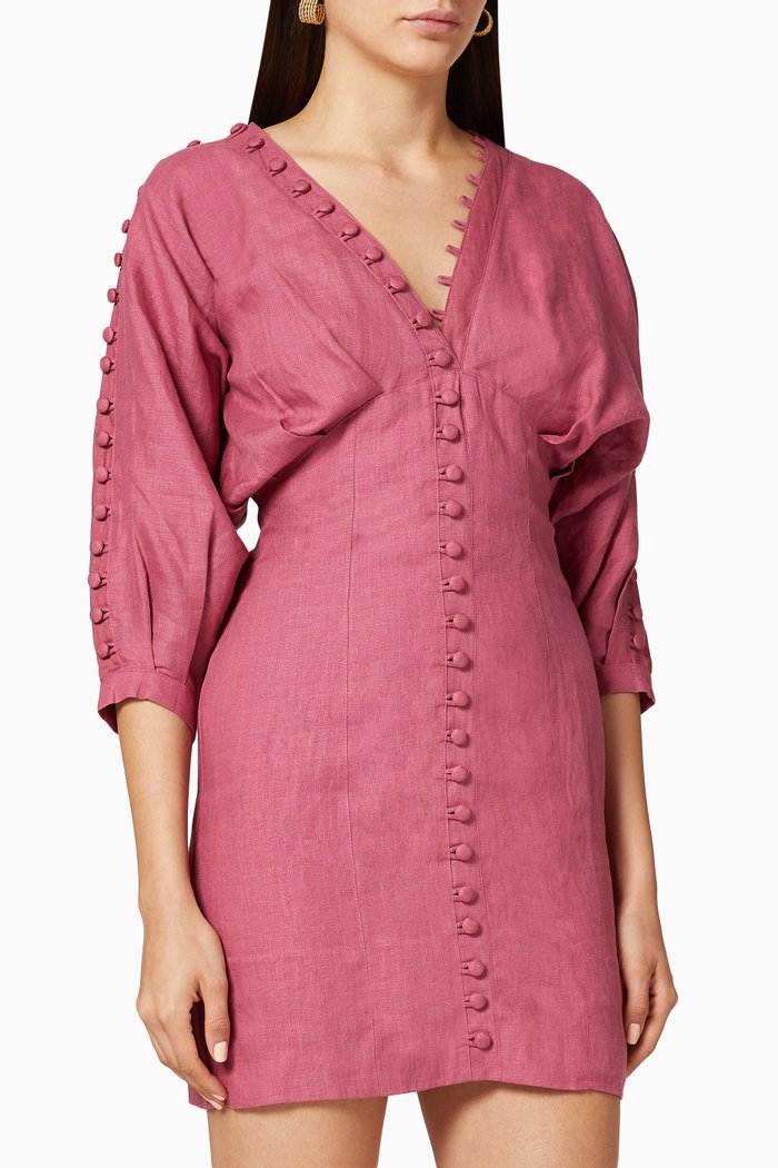 

Isabella Linen Ramie Mini Dress, Pink