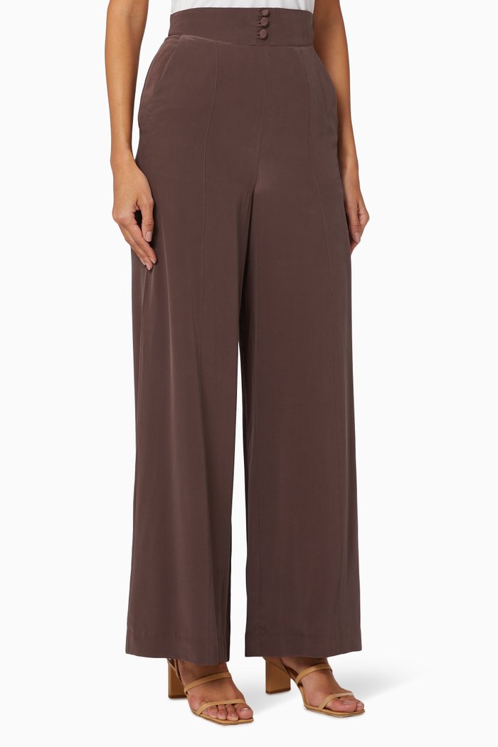 

Marilyn Silk Palazzo Pants, Brown