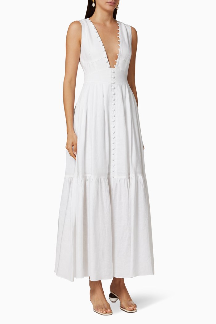 

Marion Linen Maxi Dress, White