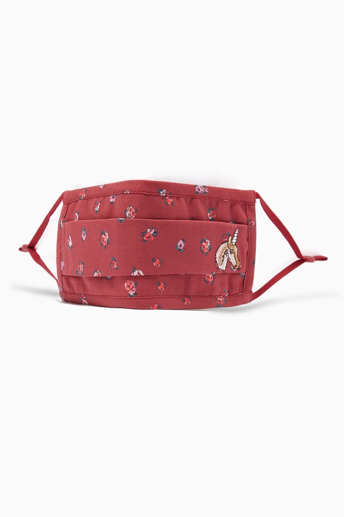 

Uni Face Mask with Mini Vintage Rose Print, Burgundy