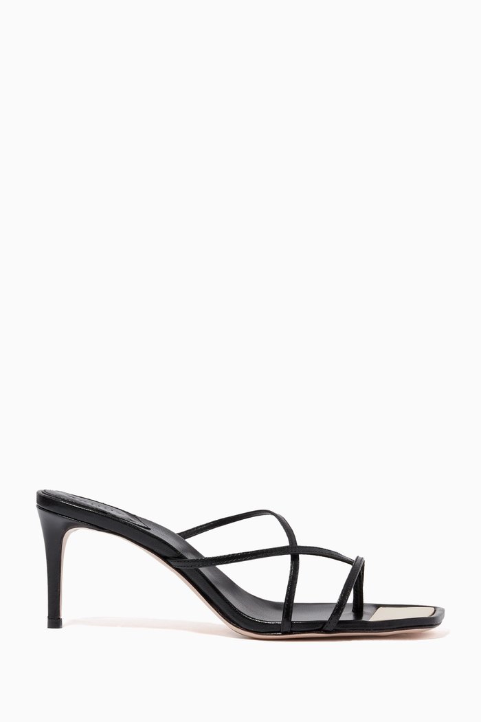 Thong Mules in Leather, Black