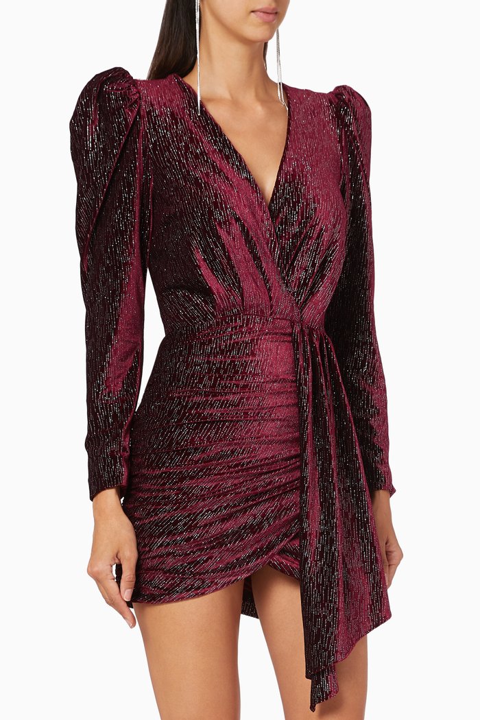 

Ruby Holley Diamante Velvet Wrap Dress, Burgundy