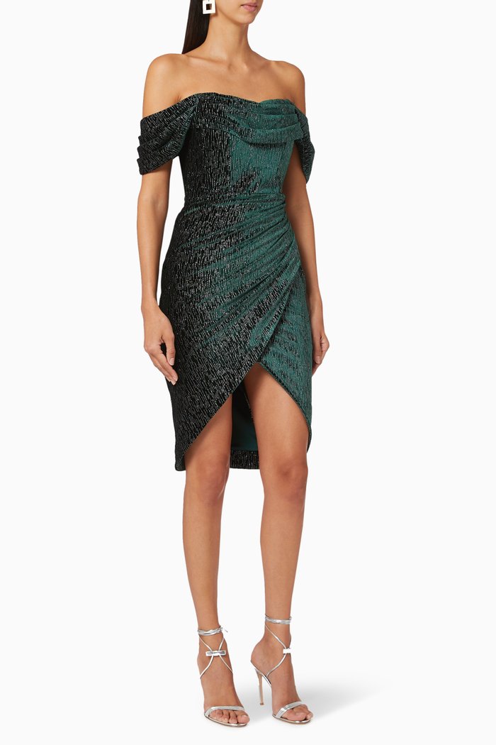 

Ruby Holley Bardot Diamante Velvet Dress, Green