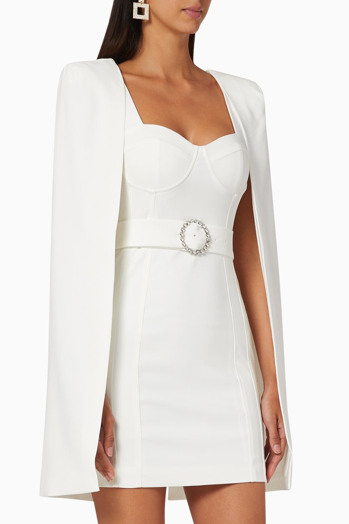 

Bustier Cape Mini Dress, White