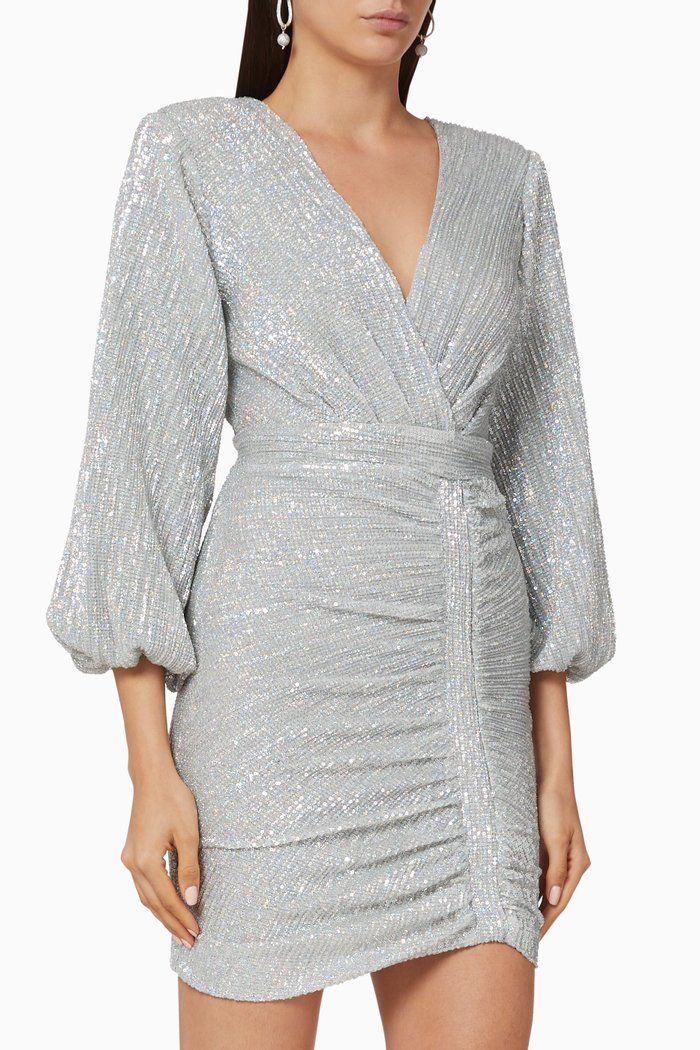 

Ruby Holley Pleated Sequin Dress, Silver