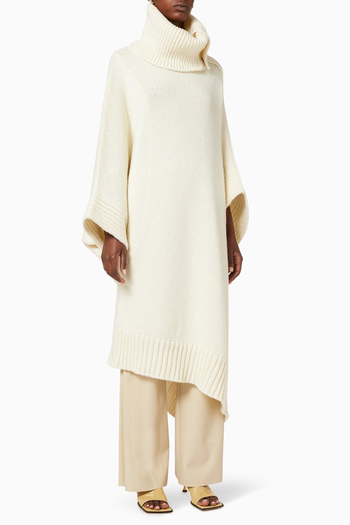 

Knitted Wool Cape, White