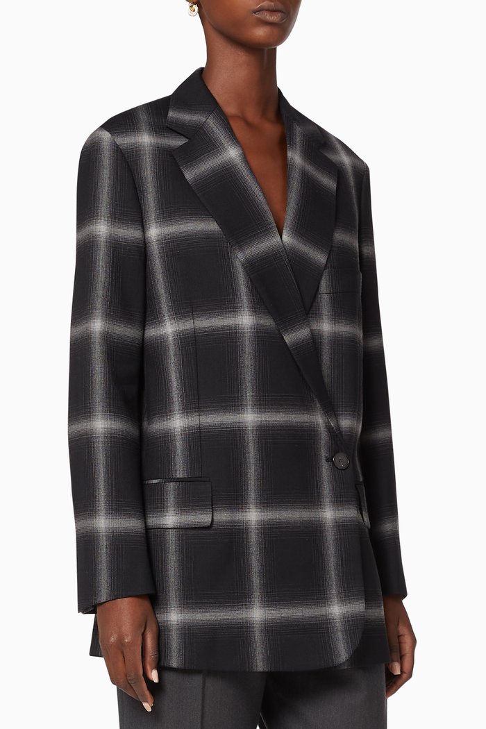 Rylee Tailored Check Jacket, Black