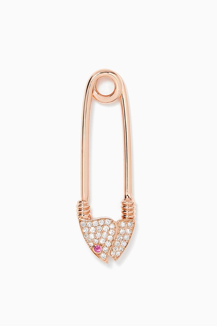 

Medium Safety Pin Single Earring in 18kt Rose Gold