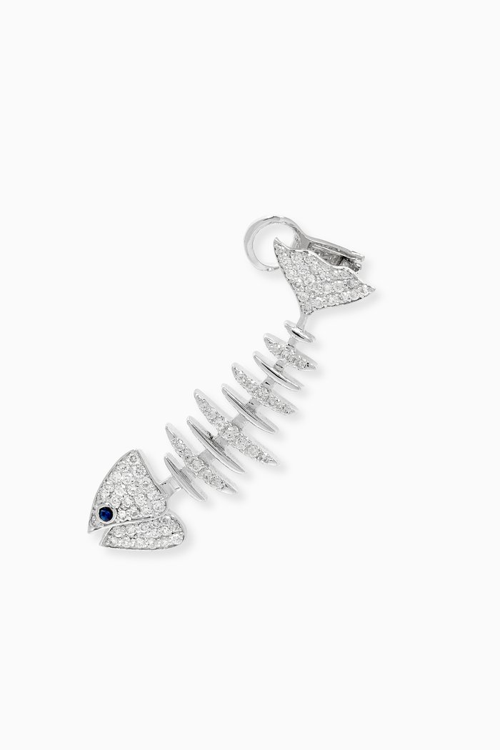 

Wishbone Single Ear Climber in 18kt White Gold, Silver