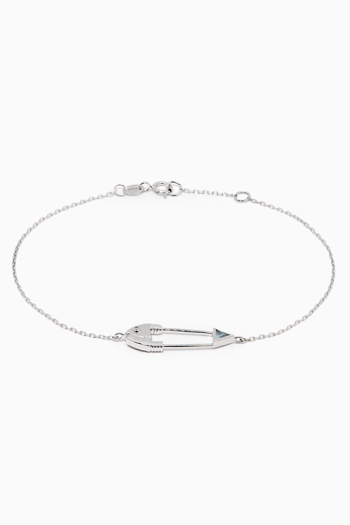 

Safety Pin Chain Bracelet in 18kt White Gold, Silver